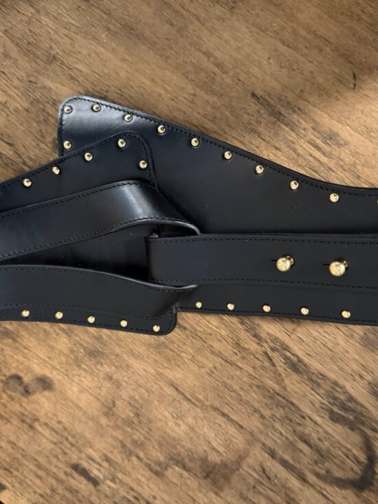 balmain black and gold belt